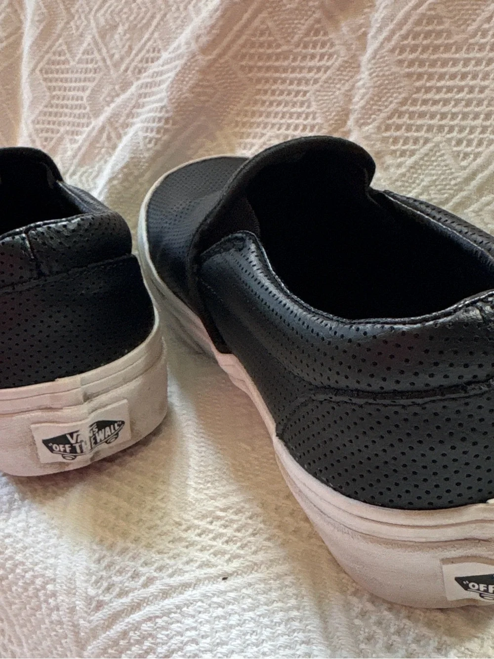 Vans Black Perforated Slip-On Sneakers with White Sole